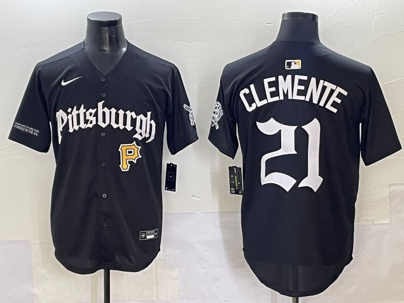 Men 2025 Pittsburgh Pirates #21 Clemente Black Five generations Joint Name Nike MLB Jersey style 16->pittsburgh pirates->MLB Jersey